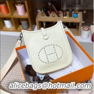 Reasonable Price Hermes Evelyne Mini Bag 18cm in Togo Calfskin L1306300 White/Silver