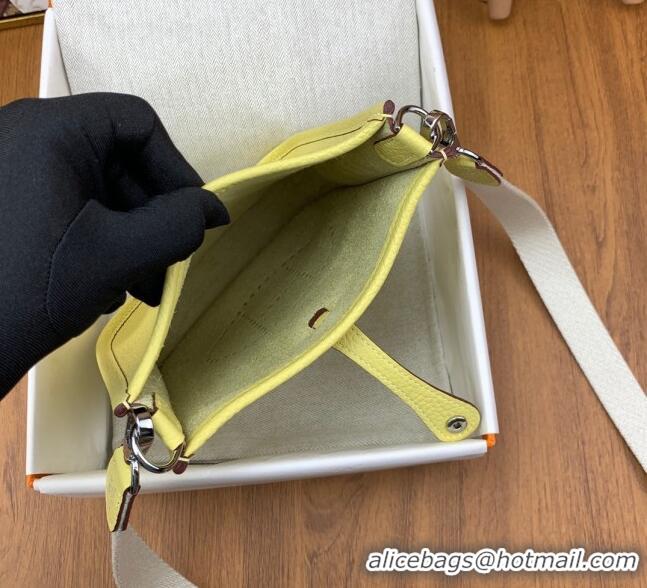 Super Quality Hermes Evelyne Mini TPM Bag 18cm in Original Togo Leather HB18 Chick Yellow/Silver (Pure Handmade)