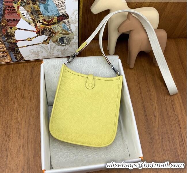 Super Quality Hermes Evelyne Mini TPM Bag 18cm in Original Togo Leather HB18 Chick Yellow/Silver (Pure Handmade)