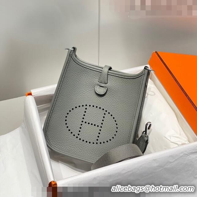 Most Popular Hermes Evelyne Mini Bag 18cm in Togo Calfskin HB18 Cloud Grey