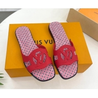 Sophisticated Louis Vuitton Isola Flat Slide Sandals with LV Cutout and Geometric Pattern Red 625108