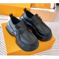 Sumptuous Louis Vuitton LV Archlight 2.0 Platform Loafers in Glazed Leather Black 821049
