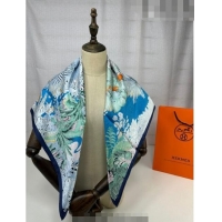 Well Crafted Hermes Silk Sqaure Scarf 90x90cm 061303 Blue 2023