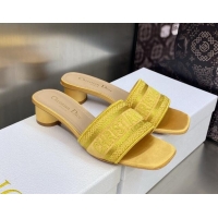 Durable Dior Dway Heel Slides Sandals 3.5cm in Yellow Metallic Thread Embroidered Satin 605046
