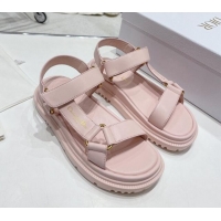 Luxurious Dior D-Wave Strap Sandals in Light Pink Lambskin 606006