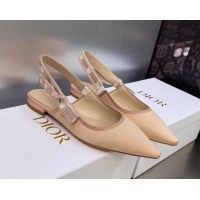 Comfortable Dior J'Adior Slingback Ballerina Flat in Nude Embroidered Satin and Cotton 606043