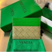 Best Price Bottega Veneta Intrecciato Leather Credit Card Case 749449 Travertine/Parrot Green 2023