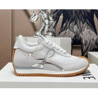Discount Loewe Flow Runner Sneakers in Suede and Mesh Light Grey/White/Silver 506071