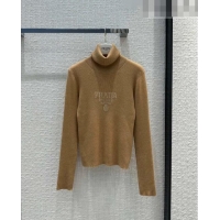 ​Inexpensive Prada Superfine Wool Turtleneck Sweater P91421 Brown 2023