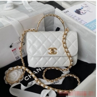 Cheap Design Chanel SMALL FLAP BAG WITH TOP HANDLE AS4306 white