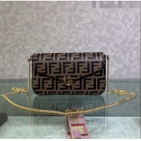 Fendi Wallet On Chain With Pouches Mini Bag in FF Leather F4065 Brown/Black 2023