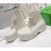 Top Grade Bottega Veneta Rubber Lace-up Ankle Rain Boots White 2110103