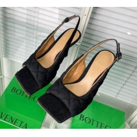 Low Cost Bottega Veneta Padded Heel Slingback Sandal 9cm Black 524084