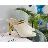 Buy Fashionable Bottega Veneta Knot Leather Heel Slide Sandals 9cm White 0619045