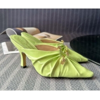 Pretty Style Bottega Veneta Bunnie Heel Mules 9cm in Patent Leather Green 619062