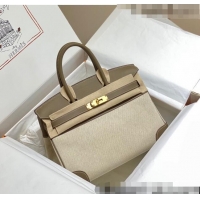 Top Quality Hermes Birkin 30cm Bag in Swift Leather and Canvas HB30 Elephant Grey