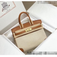 Reasonable Price Hermes Birkin 30cm Bag in Swift Leather and Canvas HB30 Brown