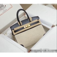 Best Price Hermes Birkin 30cm Bag in Swift Leather and Canvas HB30 Black