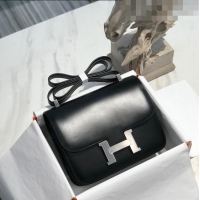 Buy Promotional Hermes Constance Box Bag 23cm in Box Calf Leather H7002 Black/Silver (Half-handmade)