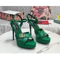 Durable Dolce&Gabbana DG Calfskin High Heel Platform Sandals 12cm Green 222146