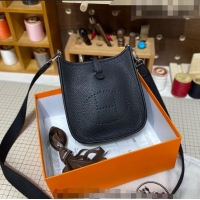 Top Quality Hermes Evelyne Mini Bag 18cm in Togo Calfskin L1306300 Black/Silver