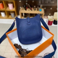 Well Crafted Hermes Evelyne Mini Bag 18cm in Togo Calfskin L1306300 Royal Blue/Silver