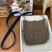 Top Quality Hermes Evelyne Mini TPM Bag 18cm in Original Togo Leather HB18 Etoupe/Silver (Pure Handmade)