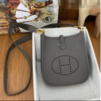 Good Product Hermes Evelyne Mini TPM Bag 18cm in Original Togo Leather HB18 Pewter Grey/Gold (Pure Handmade)