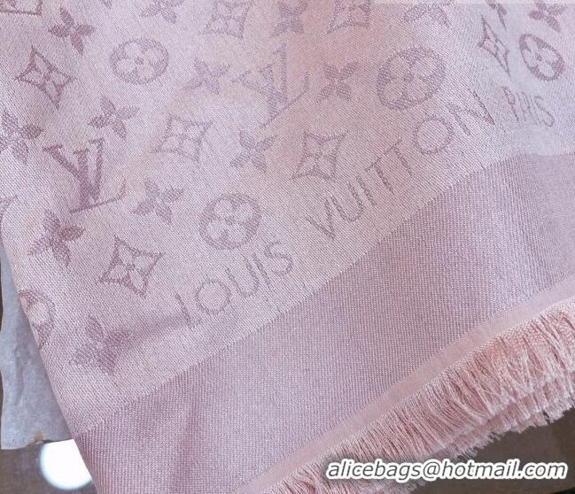 Hot Sell Cheap Louis Vuitton Shiny Silver Monogram Scarf 142x142cm LV09281 Light Pink 2023