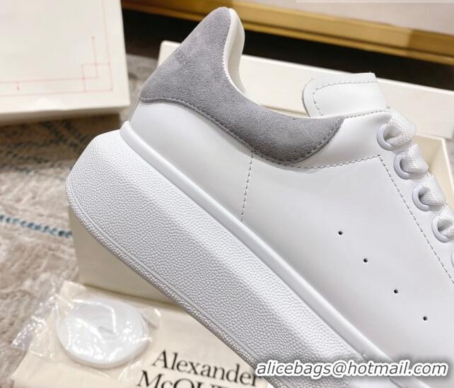 Low Cost Alexander McQueen Oversized Sneakers with Suede Heel White/Light Grey 614114