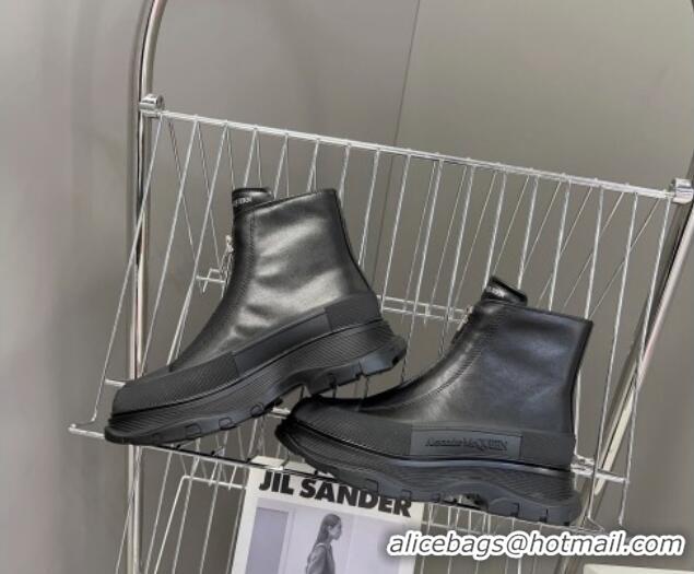 Low Price Alexander McQueen Tread Slick Zip Boot in Leather Black 926001