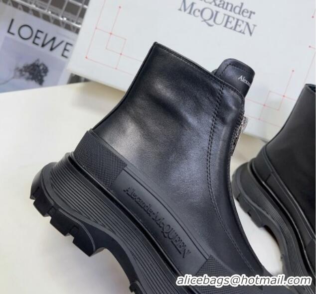 Low Price Alexander McQueen Tread Slick Zip Boot in Leather Black 926001