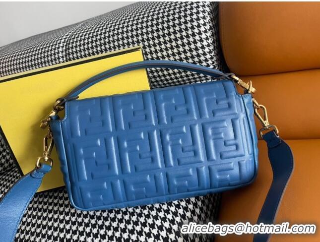 Famous Brand Fendi Baguette Medium Nappa Leather Bag 600M85 Blue 2023