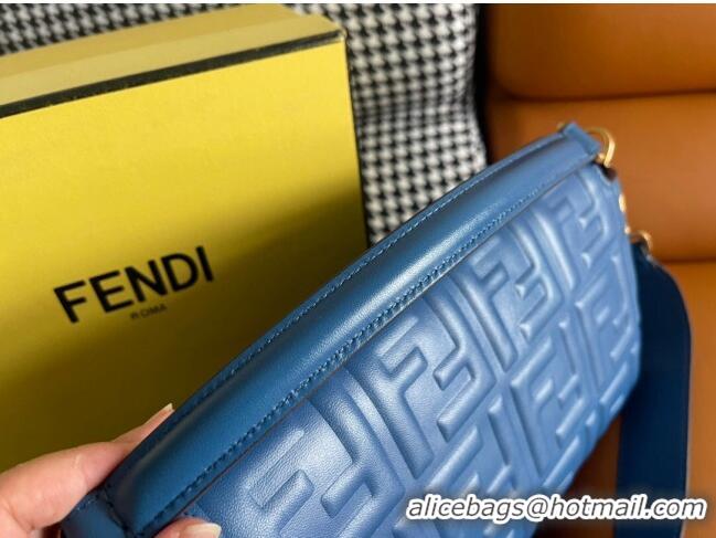 Famous Brand Fendi Baguette Medium Nappa Leather Bag 600M85 Blue 2023