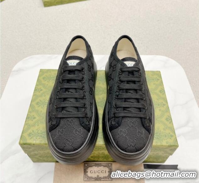 Best Product Gucci GG Canvas Low-top Platform Sneakers 5cm All Black 719025