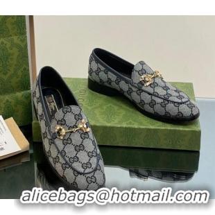 Sumptuous Gucci Jordaan GG Canvas Loafers with Crystals Grey 012061