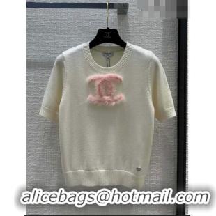 ​Good Looking Chanel Short-sleeved Wool Sweater CH92540 White 2023
