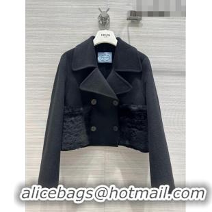 Buy Inexpensive Prada Cashmere Short Coat P102010 Black 2023