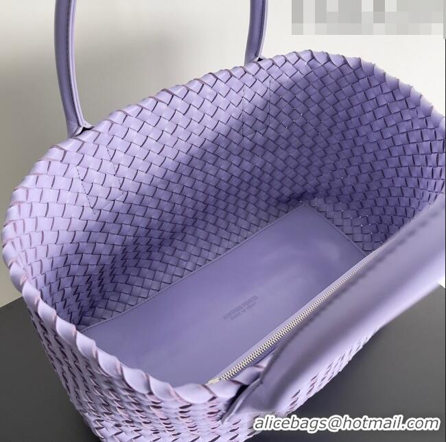 Most Popular Bottega Veneta Small Cabat Tote Bag in Intreccio Leather 730297 Purple 2023