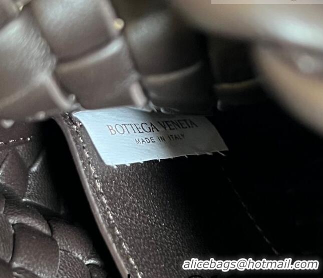 Grade Quality Bottega Veneta Small Clicker Shoulder Bag in Padded Intreccio Leather 730968 Fondant Brown 2023