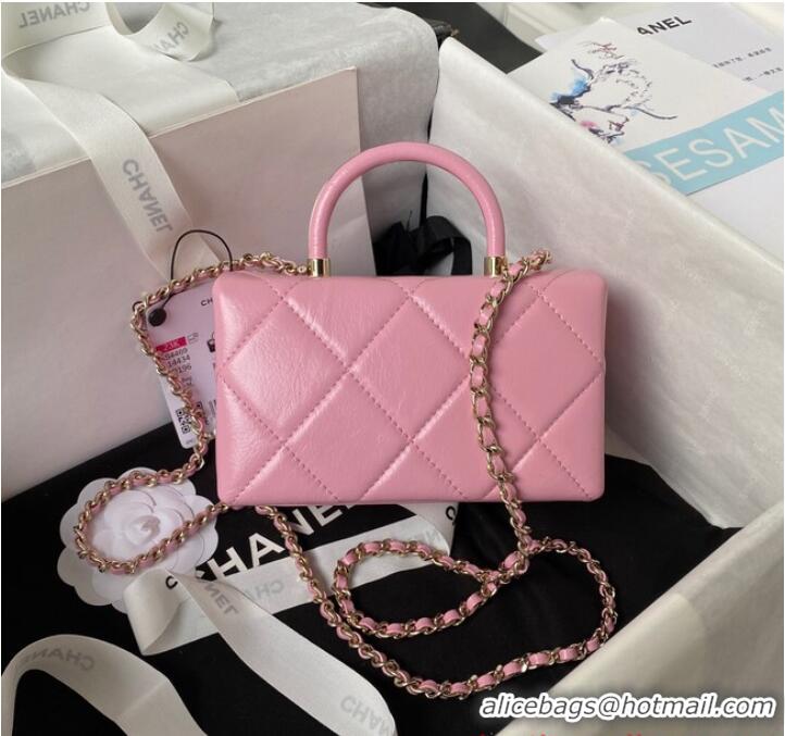 Famous Brand Chanel SMALL FLAP BAG WITH TOP HANDLE AS4469 Pink
