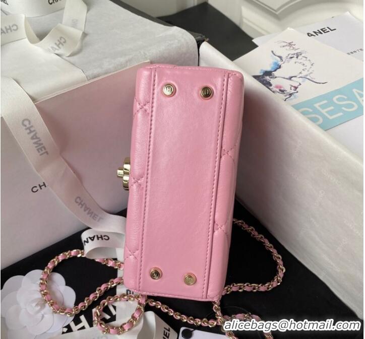 Famous Brand Chanel SMALL FLAP BAG WITH TOP HANDLE AS4469 Pink
