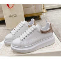 Purchase Alexander McQueen Oversized Sneakers with Stone-embossed Heel White/Rose Gold 614084