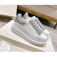 Good Quality Alexander McQueen Oversized Sneakers with Glitter Heel White/Grey 614095