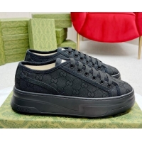Best Product Gucci GG Canvas Low-top Platform Sneakers 5cm All Black 719025