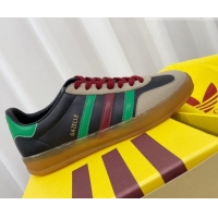 Grade adidas x Gucci Gazelle Low-top Sneakers in Calfskin Leather Black 081017