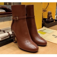 Purchase Fendi Delfina Short Boots in Brown Calfskin 105mm Heel 2381809