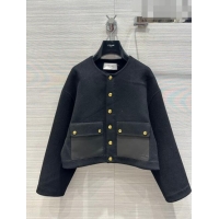 Grade Quality Celine Wool& Cashmere Short Coat C9907 Black 2023