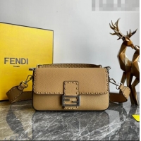 Buy Discount Fendi Baguette Medium Bag in Grained Leather with oversize topstitching F1065 Apricot 2023