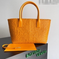 Inexpensive Bottega Veneta Small Cabat Tote Bag in Intreccio Leather 730297 Orange 2023